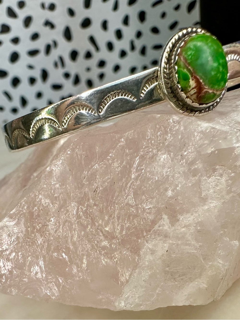 Sterling Silver Sonoran Gold Turquoise Stone Stamped Cuff Bracelet 925 - Picture 2 of 8